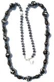 Bright Long Glass Bead Chain in Black